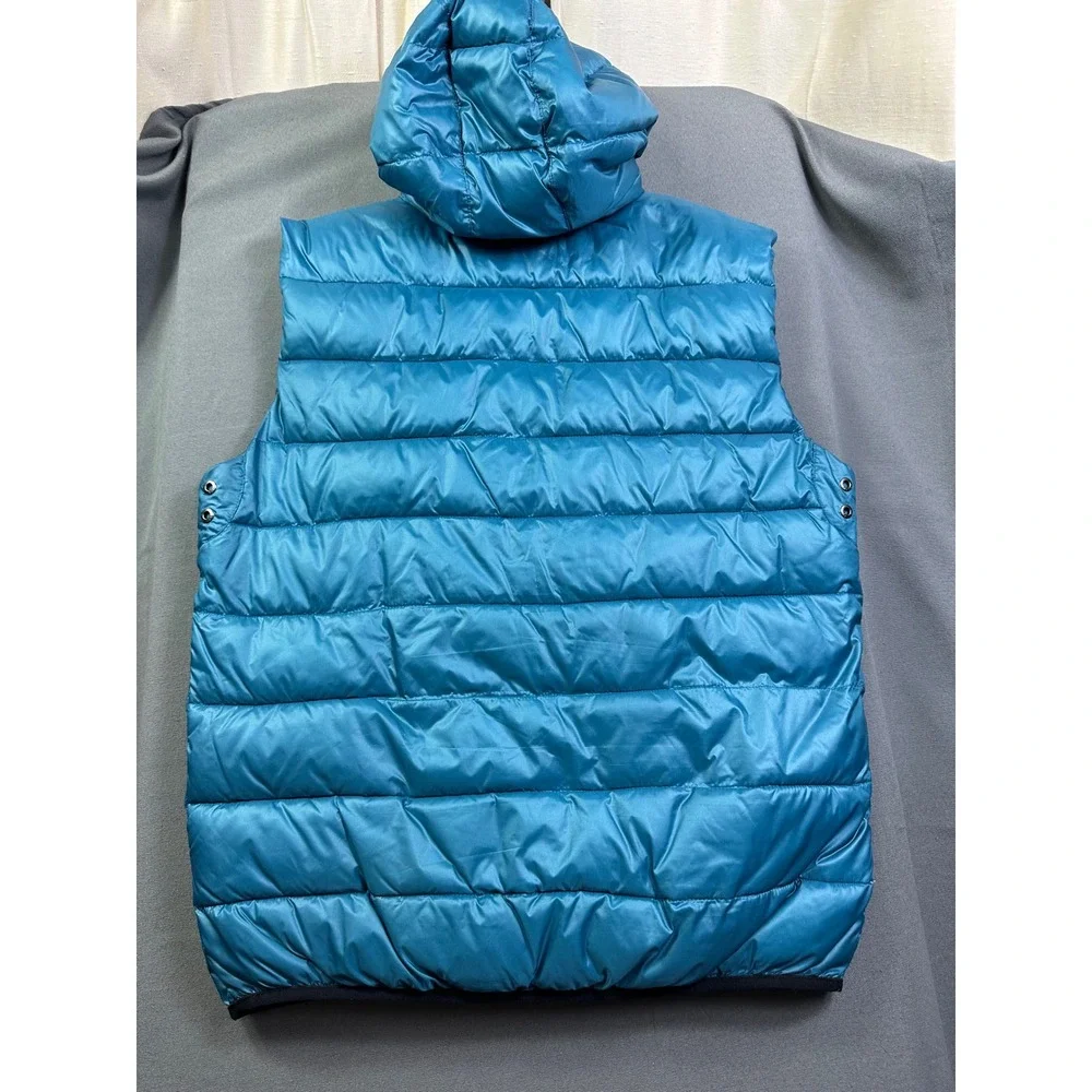 Tommy Hilfiger Men's Puffer Vest Teal‎ Blue Hooded Quilted Full Zip Size Large